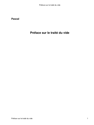 Couverture de Pascal - Préface sur le traité du vide